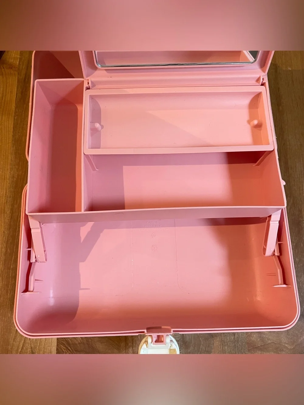 Vintage Caboodles 5626 Pink Makeup Storage Train Case Box USA Mirror Two Tier